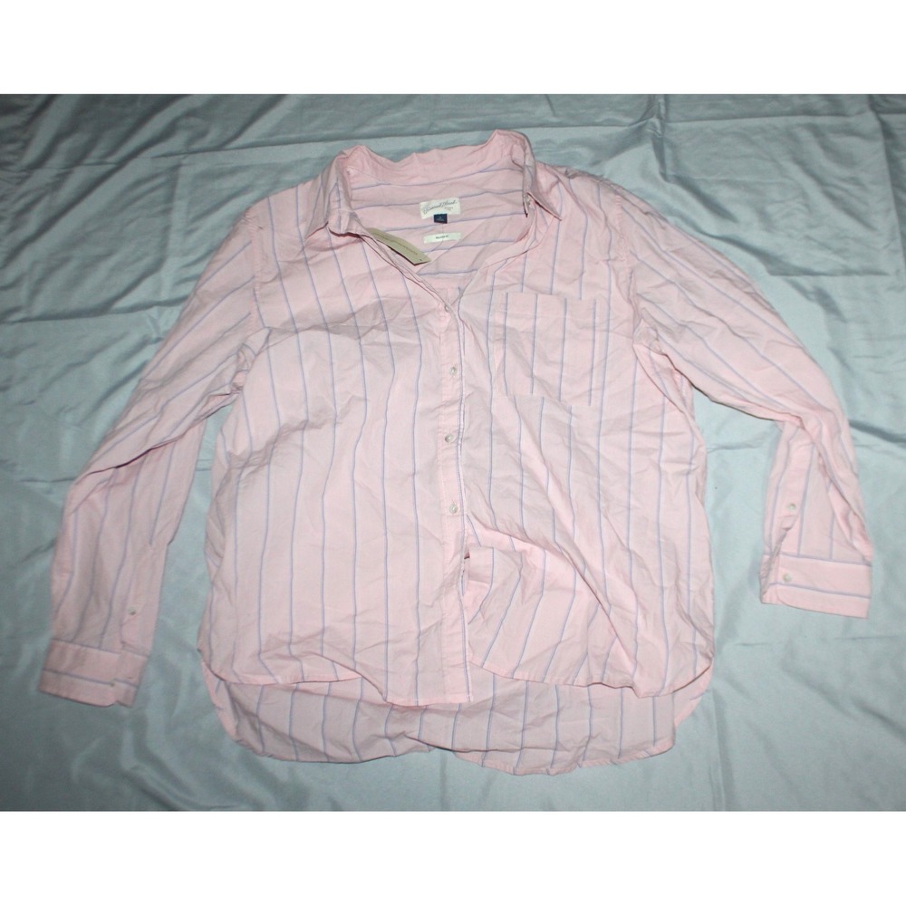 Universal Thread Women's Pink Stripe Long Sleeve cotton button down Shirt SZ XL